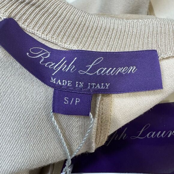 Ralph Lauren Purple Label Wool Beige Long Sleeve Suede Dress NWT Small - Picture 9 of 12